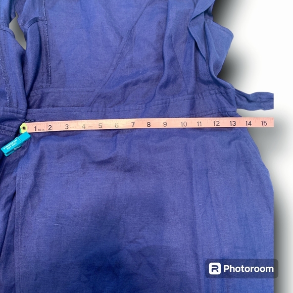 NWOT ASTR the label Euphoria Navy Linen wrap flutter midi dress, size Medium - Picture 10 of 12